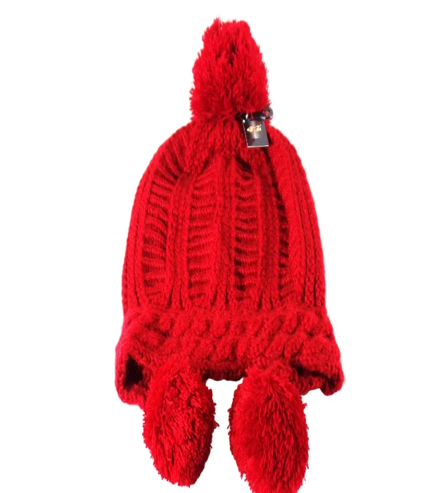 MÜTZE STRICK ROT Winter witzige Bommel Git Strickmütze warm – Bild 3