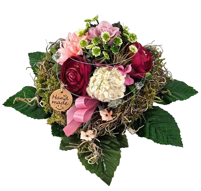 CASA - POADOR GRABSCHMUCK Herz Gesteck Rose Kunstblumen Allerheiligen Gedenken – Bild 3