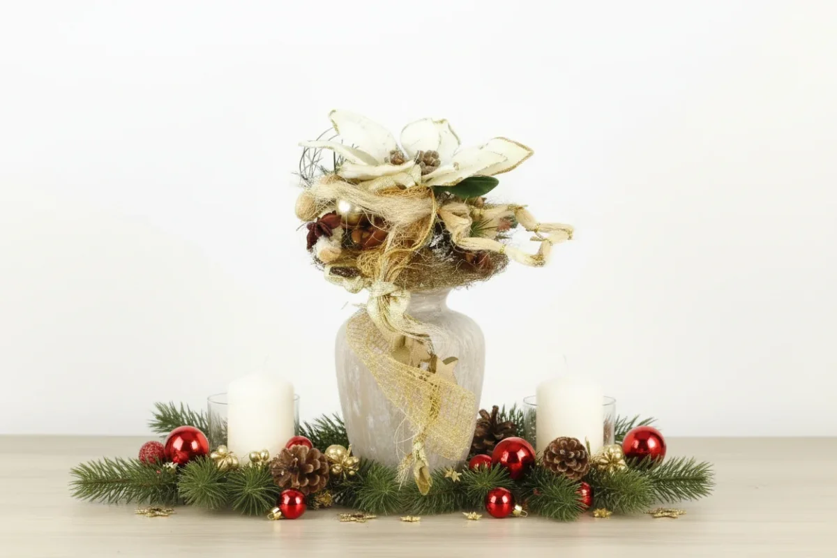 CASA - POADOR WEIHNACHTSSTRAUß creme Weihnachtsstern künstliche Accessoires – Bild 3