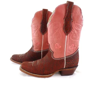 Westernstiefel Cowboyboot 36 rosa mit braun Application Rudel Herzen