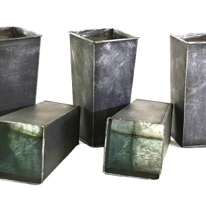 Metalltöpfe 5 Stück Grau Shabby 20 cm Hoch konisch Vase Top