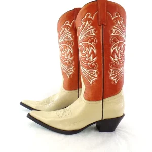 Westernstiefel 41 Hellbraun Beige Creme Cowboystiefel Echtledersohle spitz Lane