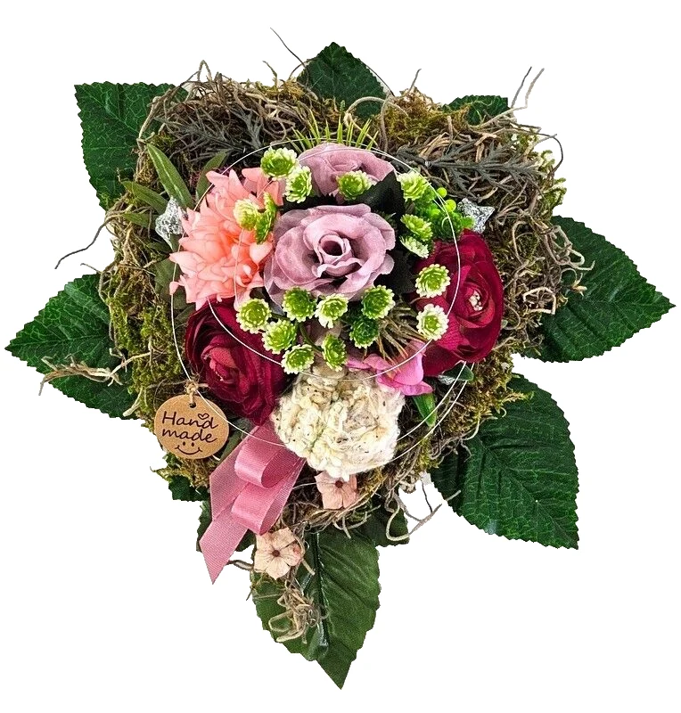 CASA - POADOR GRABSCHMUCK Herz Gesteck Rose Kunstblumen Allerheiligen Gedenken – Bild 8