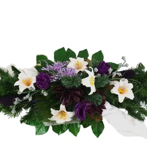 Grabschmuck Beerdigung Exoten Lila Rosa künstliche Blumen Totensonntag Friedhof