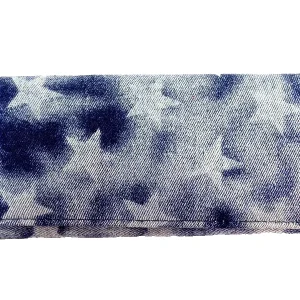 Geldbörse Sternmuster New Design Etui Jeansstoff Querformat Wallet Portmonaie