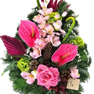 CASA - POADOR GRABSCHMUCK künstlich Exoten Rosa Naturmaterial Totensonntag Friedhof