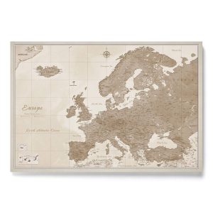 Pinnwand Europakarte Leinwandbild beige