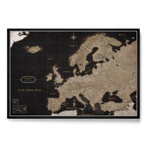 Pinnwand Europakarte Leinwandbild Schwarz und Gold