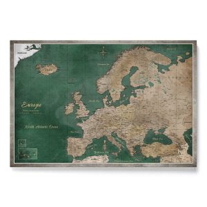 Pinnwand Europakarte Leinwandbild Grün