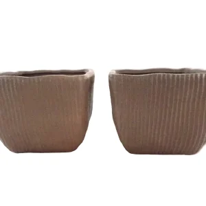 TÖPFE 2 ÜBERTÖPFE dunkelbraun 11 cm Hoch Quadrat für Pflanzen Dekoration