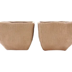 TÖPFE ÜBERTÖPFE 2 Stück hellbraun 13 cm Hoch quadratisch Pflanzen Dekoration