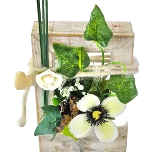 CASA - POADOR BILDERRAHMEN Holz Vintage Shabby Weiß Kunstblumen Geschenk Deko