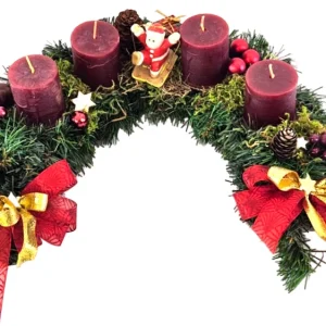 CASA - POADOR ADVENTSKRANZ halbrund 35 Ø künstlich Rot Figur