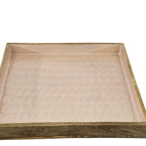 TABLETT MANGO BOWL Rosa Muschelmuster Emaille glasiert Serviertablett Deko