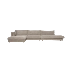 Bloom 3-Sitzer-Sofa mit Chaiselongue rechts, Open End und Teakbeinen