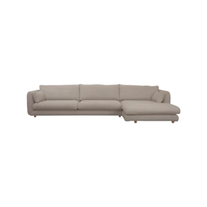 Bloom 3-Sitzer-Sofa mit Chaiselongue links und Teakbeinen