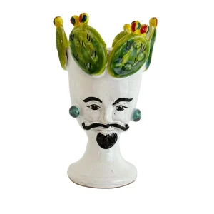 Keramik-Vase „Testa di Moro“ – 17 cm, Weiß-Grün