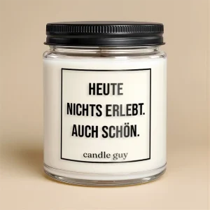 Kerze mit Spruch | Heute nichts erlebt. Auch schön.