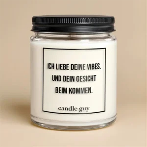 Kerze mit Spruch | Ich liebe deine Vibes. Und dein Gesicht beim Kommen.
