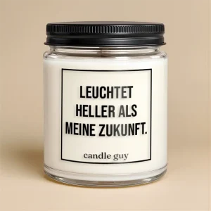 Kerze mit Spruch | Leuchtet heller als meine Zukunft.