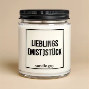 Kerze mit Spruch | Lieblings(mist)stück | Farbe Weiß