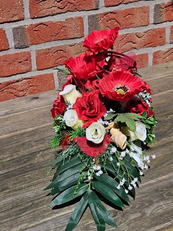 CASA - POADOR GESTECK Kunstblumen Ellipse Mohnblüten Blumengesteck Rot Geschenk – Bild 8